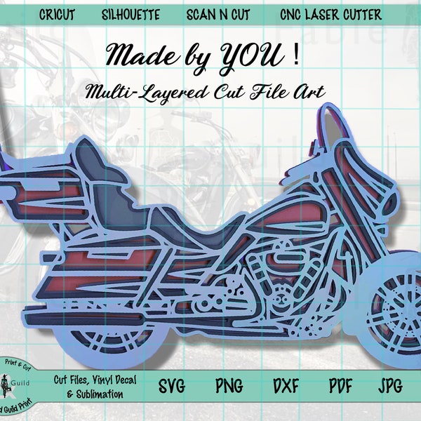 SVG Multi Layered Motorcycle SVG, Harley SVG Cut File Cricut, Gift For Him Her, Multilayer Davidson Motorbike Svg, Best Seller, Digital File