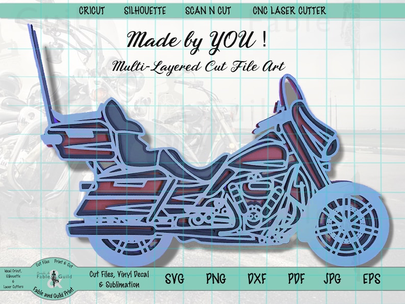 Download SVG Multilayered Harley Motorbike 3D Multilayer Cut Files ...