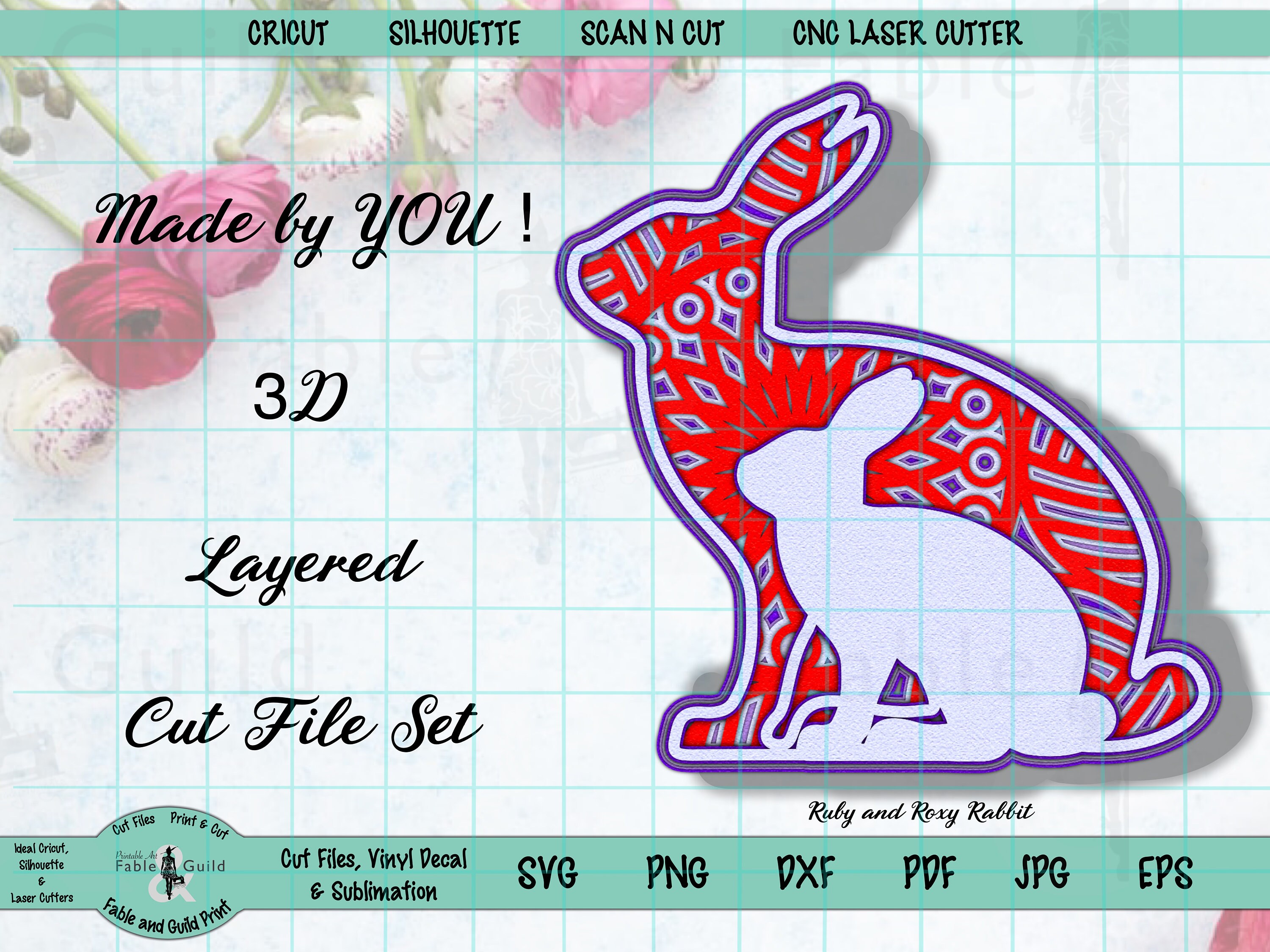 Download Multilayer Mandala SVG Rabbit Cut Files Cricut 3D Bunny | Etsy