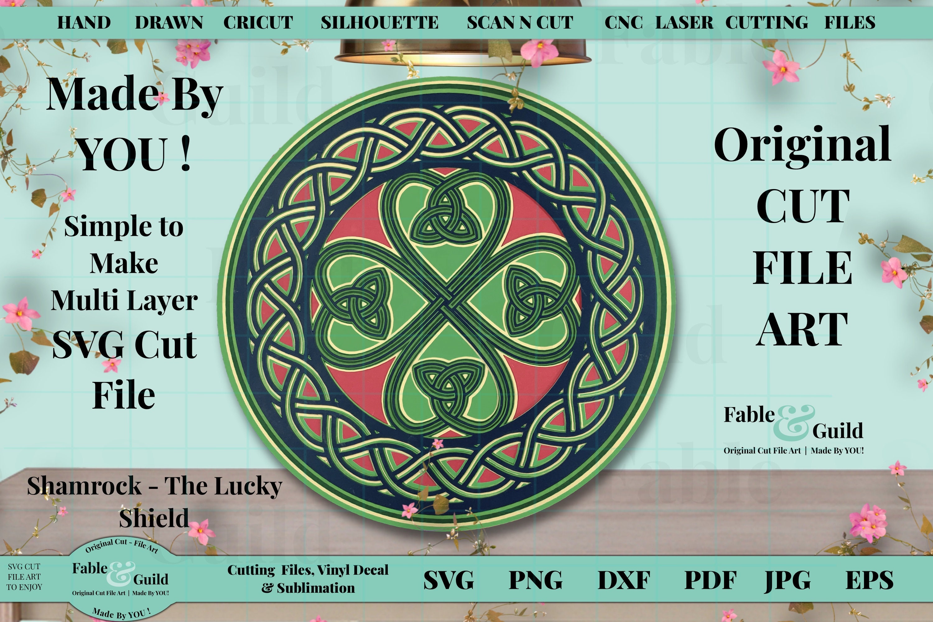 Download 3D Layer Cricut SVG Celtic Knot Lucky Shamrock Four Leaf ...