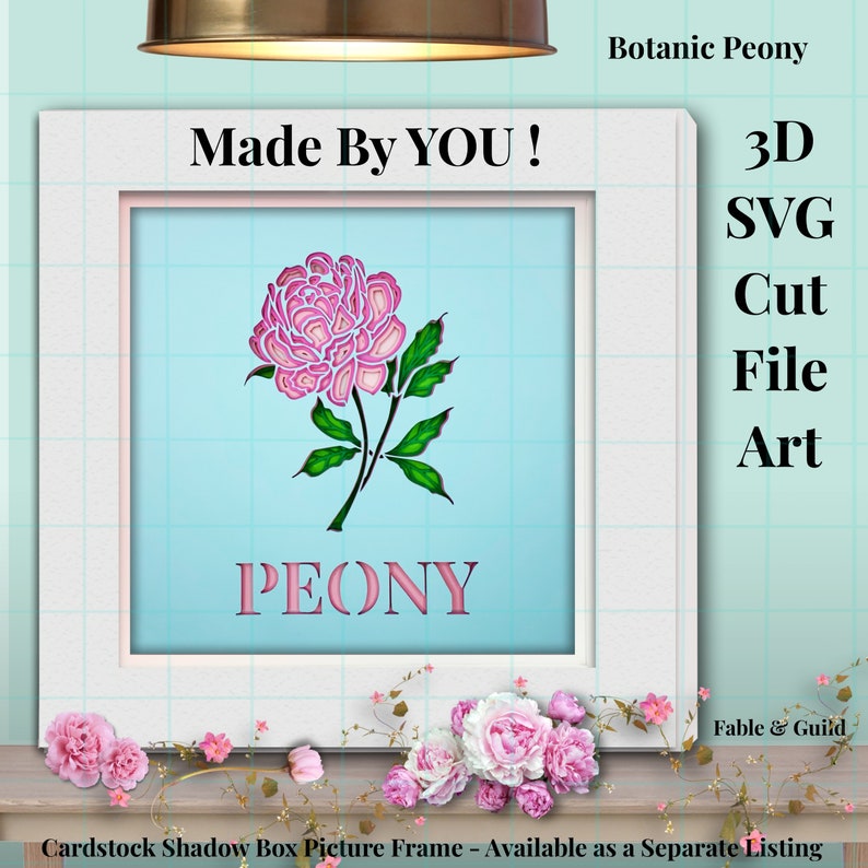 Download Cricut Svg Peony Botanic Flower Cut File 3d Multi Layered Etsy