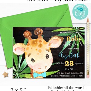 Giraffe Baby-Dusche-Einladung, junge Baby-Dusche, Baby junge Dusche Einladung, editierbare Einladung, Dschungel-Baby-Dusche, Oh Junge, Oh Baby, DIY