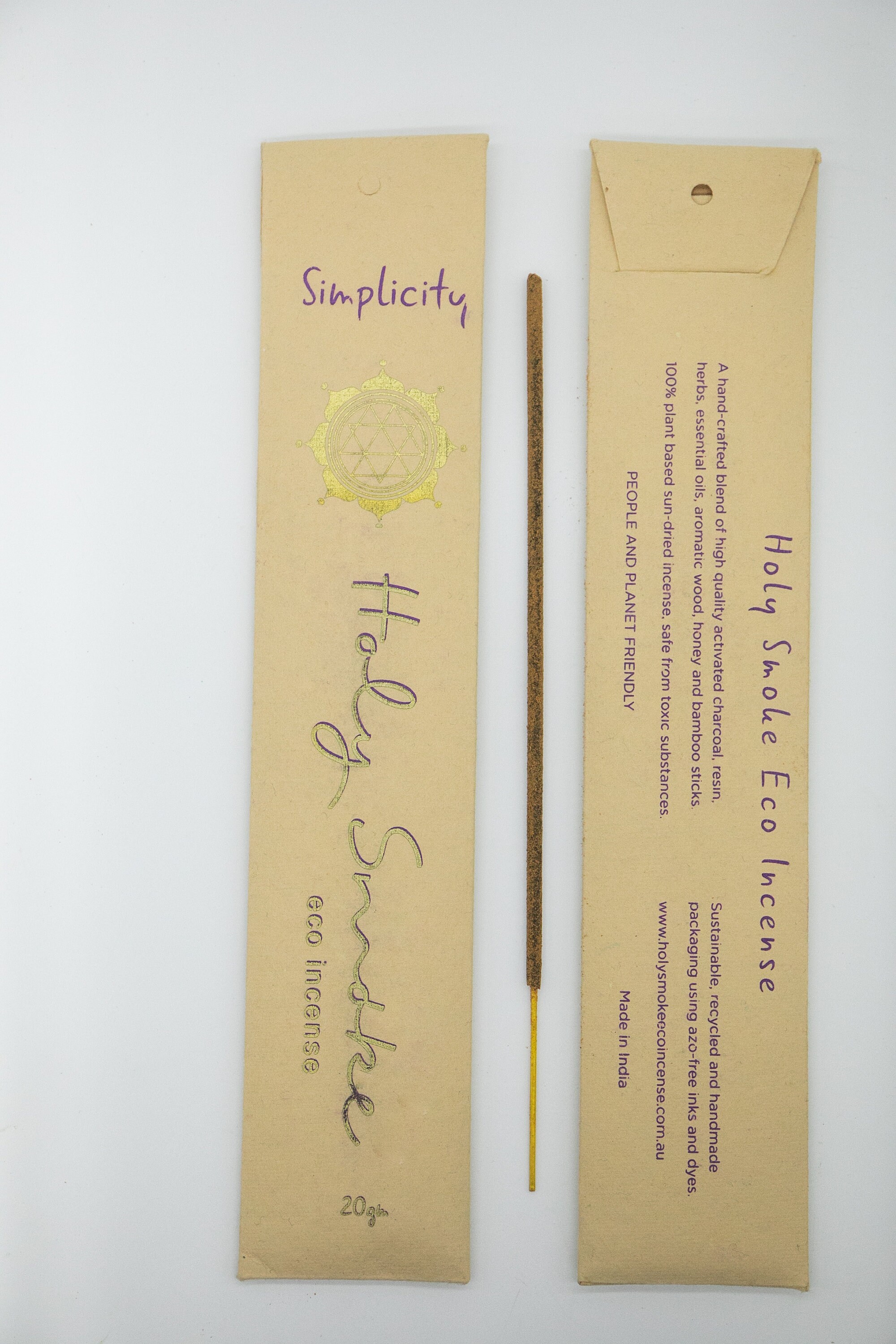 1 X SIMPLICITY Holy Smoke Eco Incense Packet Natural Incense Non Toxic