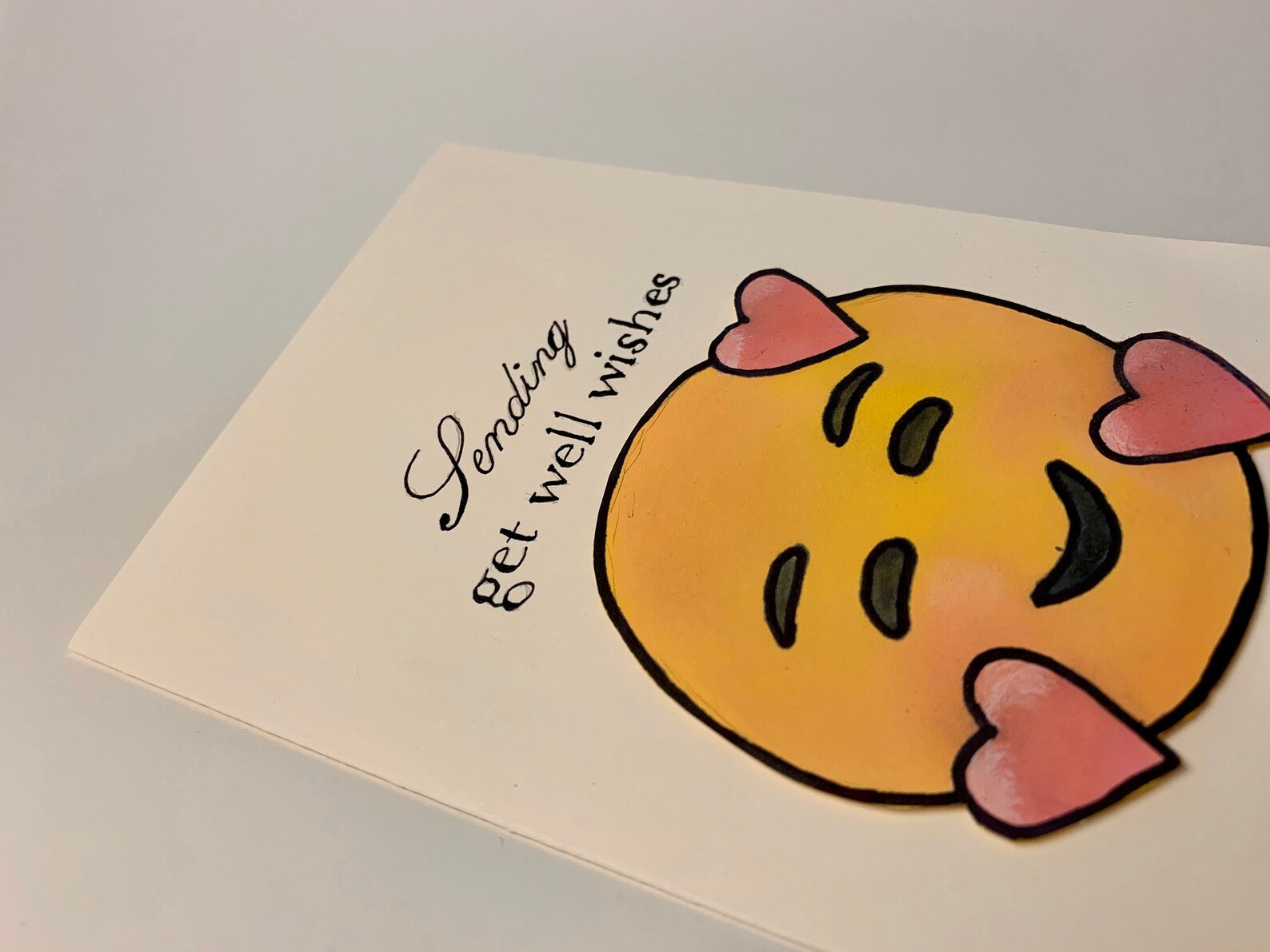Sending Get Well Wishes Card with Smiling Emoji Hearts | Etsy