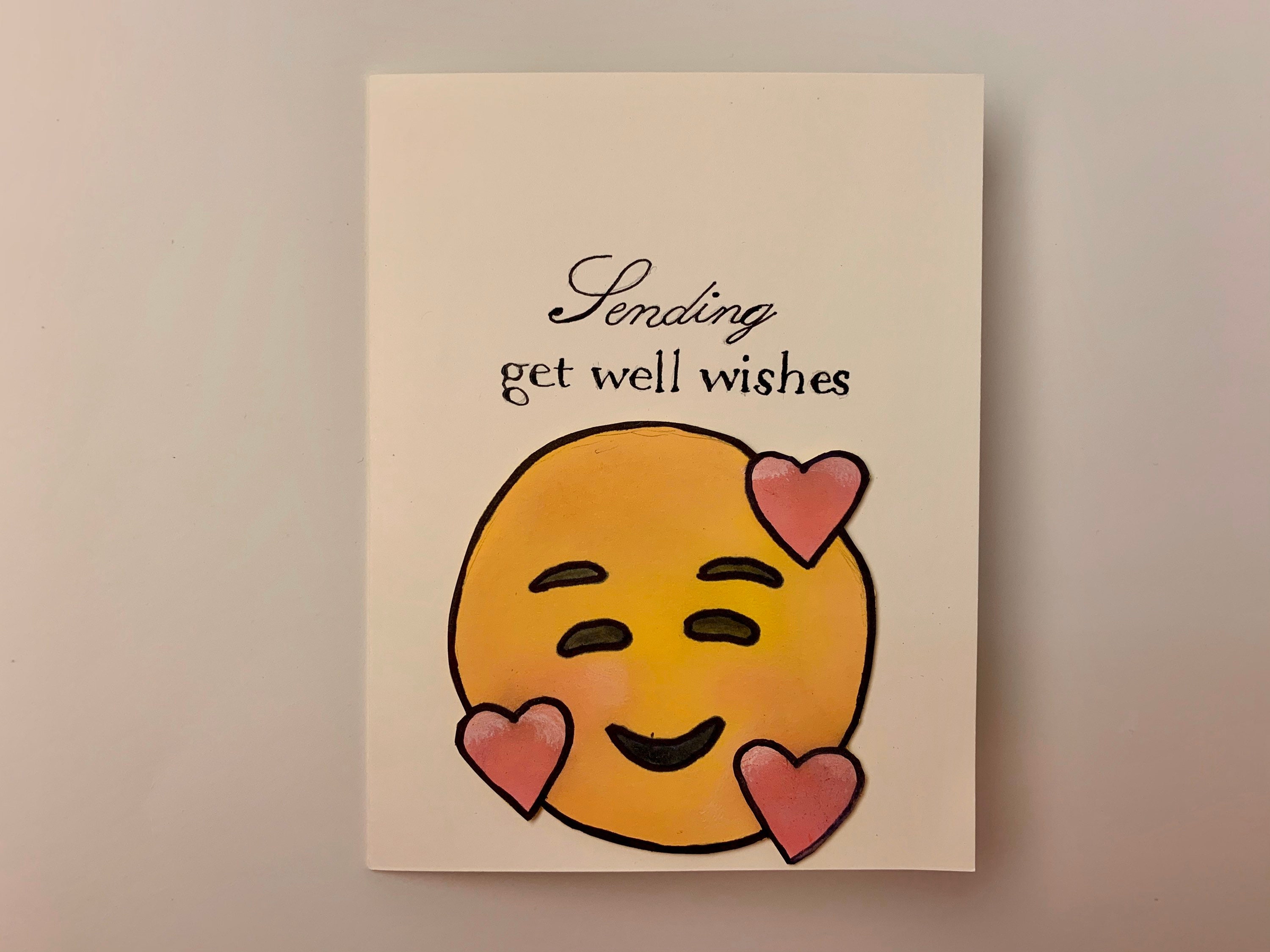 Enviar Get Well Wishes Card con Emoji sonriente Corazones / | Etsy
