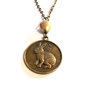 Year of the RABBIT - 兔, tù -  Chinese Zodiac - PEARL & HARE Necklace - Asian Vibe Necklace - Rabbit Charm - Rabbit - Chinese Necklace - Z7