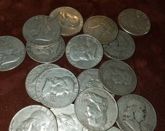 MAKE OFFER $20.00 Face Value Silver Ben Franklin Half Dollars Junk Coins