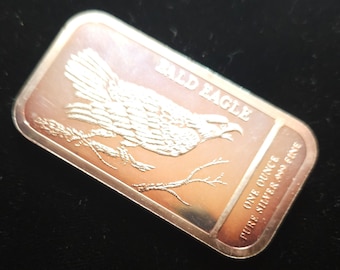 Bald Eagle -   1 ounce  Silver .999  Art Bar - Endangered Species -  Rare Regular 99     Lot# 820