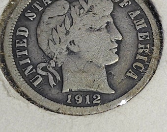 1912    Barber Silver  Dime -   XF  - Reg 39     lot # 1212