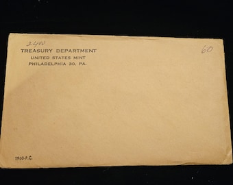 1960  Silver Proof Mint Set with Original Government Envelope - Sealed / Never Opened !     - lot # 522    Regular 89