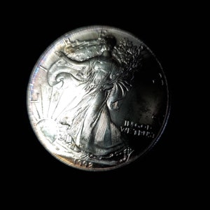 1992 American Silver Eagle Toned  -  1 Oz .999 Key date   Lot# 1402