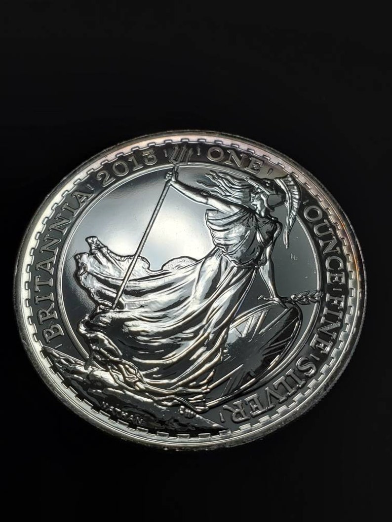 2013 Britannia Great Britain 958 1 ounce Fine Silver Coin Lot# 744 Reg 49