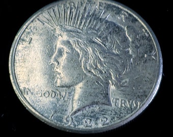 1922 S Silver Peace Dollar  AU -  Key date Regular 49  Lot#  968
