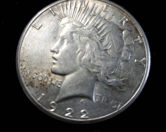 1922 S Silver Peace Dollar  AU -  Key date Lot# 959