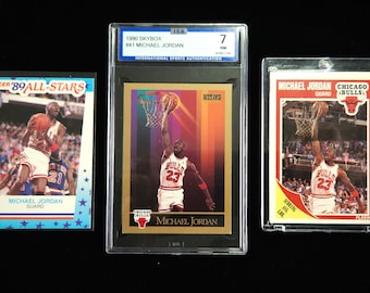 Michael Jordan Collection of  3 Cards ! 1989 Fleer / 1989 Fleer All Star/ 1990 Skybox Certified Graded 7  ALL  NM/ Mint !!  lot #101