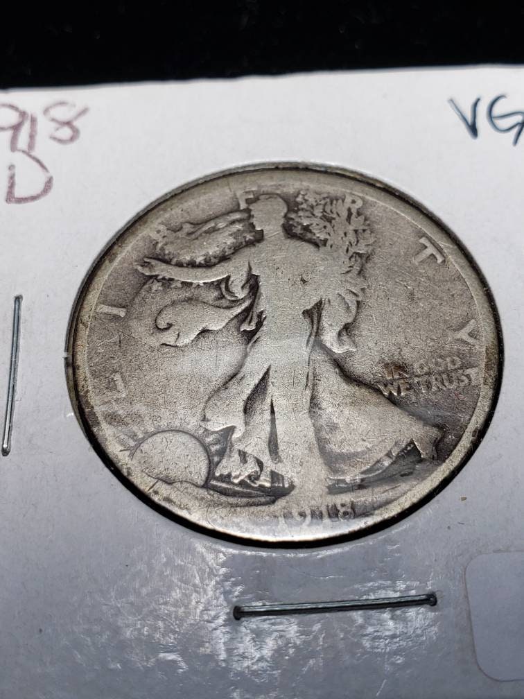 1918-D  Walking Liberty Half Dollar  90% Silver coin G/VG -   Key Date  Lot# 1444 Regular 35