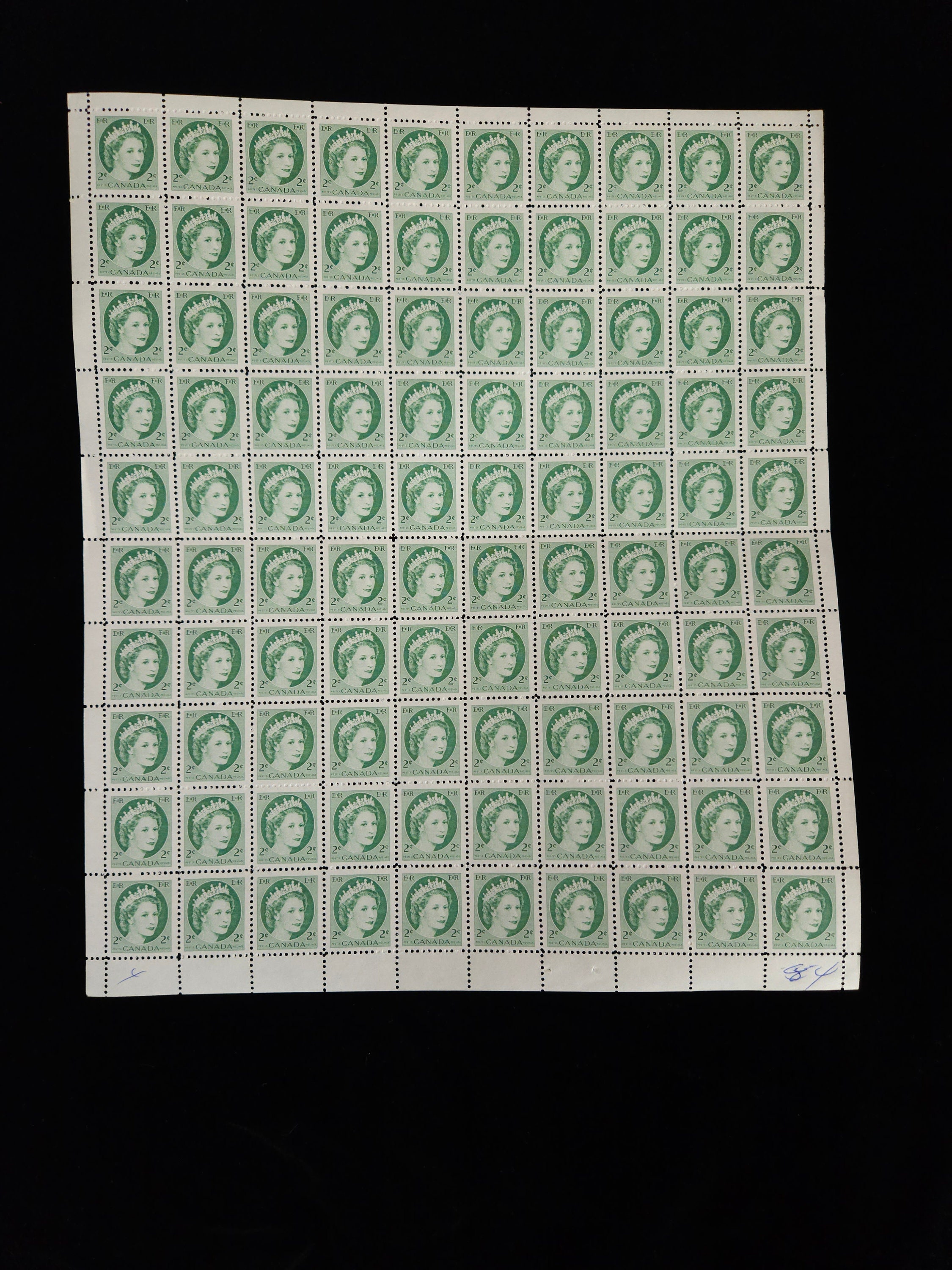 Queen Elizabeth II – #338 – 2 Cent – Green – Mint - Full