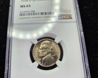 1938 D  Jefferson  Nickel MS65 NGC Certified   lot #  1410   Regular 39