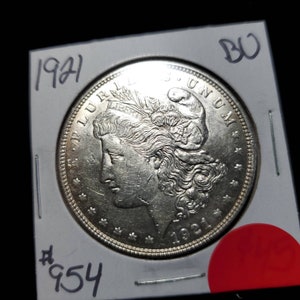 1921 Silver Morgan Dollar AU/ BU Lot#954