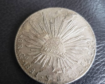 Mexico 8 reales 1881 gb s b Guanajuato silver km:377.8 - reg 149  lot #59