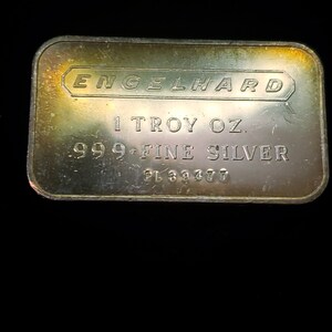 Engelhard 1 ounce .999 Pure Fine Silver Bar Low Serial PL 39477 