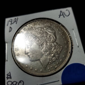 1921 D Silver Morgan Dollar AU Lot#990 Regular 59