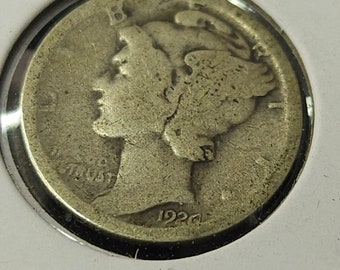 Moneda de diez centavos de plata Mercury de 1926 D - Fecha clave - VG+ lote n.° 1233