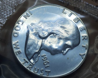 1961 Silver Proof Mint Set with Original Government Envelope  - lot # 240   Beautiful Coins  Regular 55
