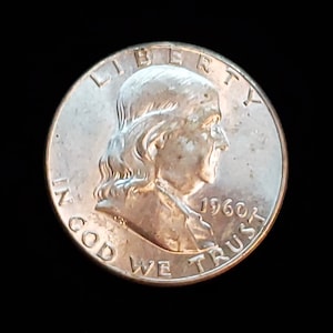 1960   XF+/ AU    Silver Franklin Half    - lot# 1210