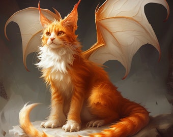 Digital Art Cat Dragon Orange Cat as a dragon PNG