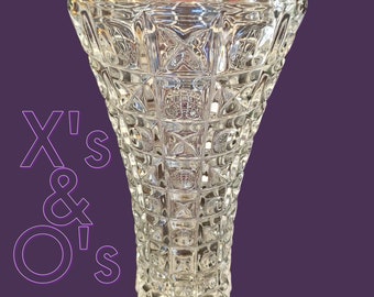 Chic Elegance: Flared Crystal Vase Adorned with X's & O's