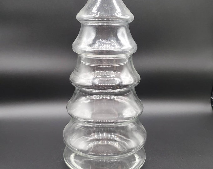 Vintage Glass Christmas Tree Cookie Jar by Libbey Etsy