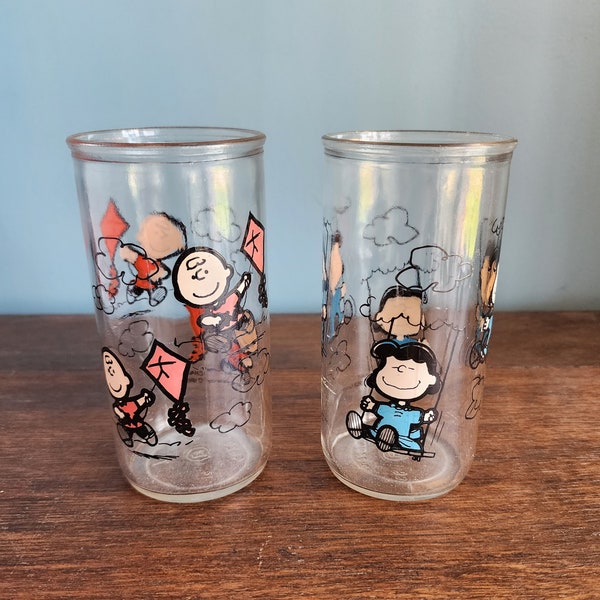 Vintage Peanuts Jelly Glasses 1988 Charlie Brown Lucy