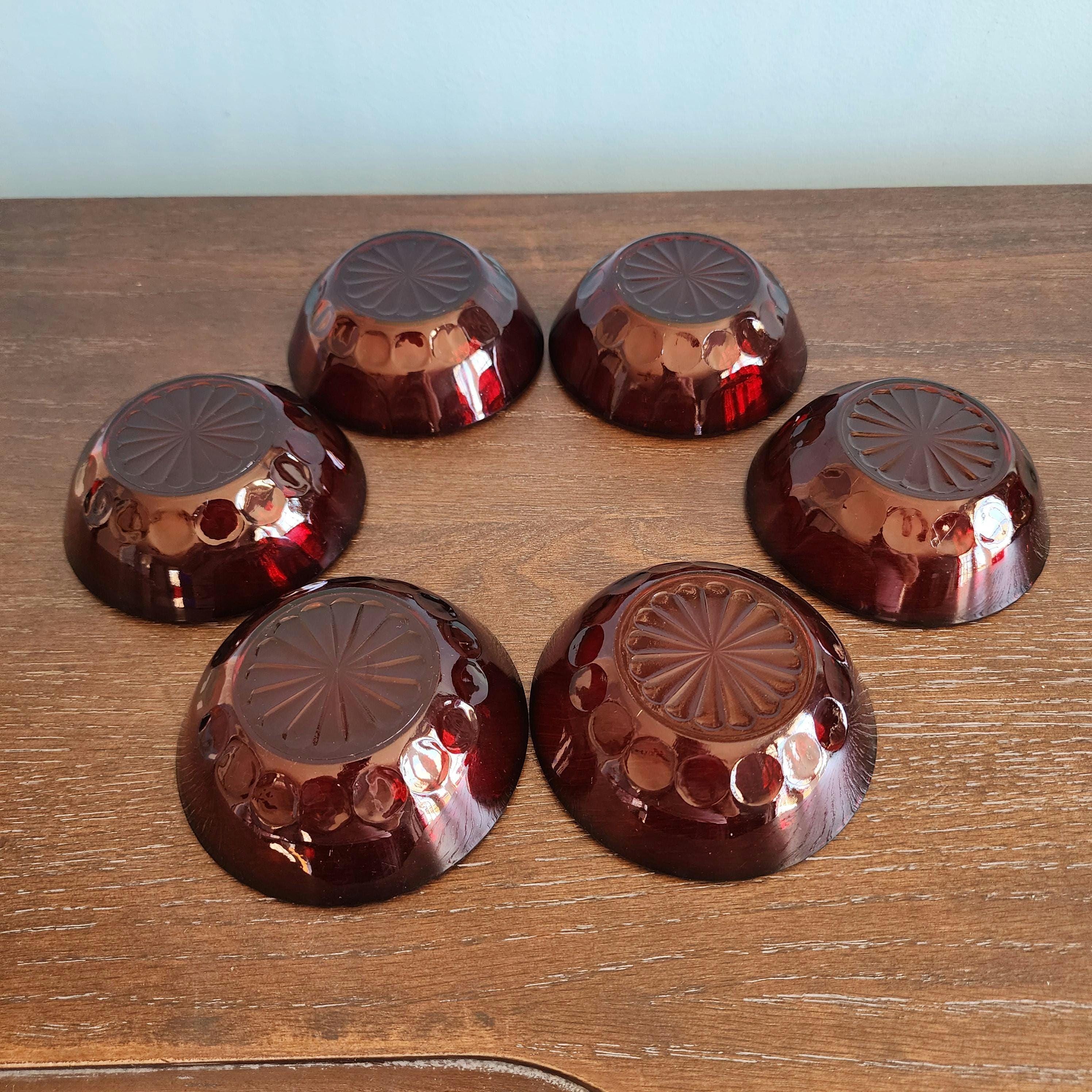 Vintage Royal Ruby Dessert Bowl Set of 6 by Anchor Hocking - Etsy