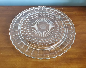Vintage Daisy and Bubble Glass Cake Plate or Server