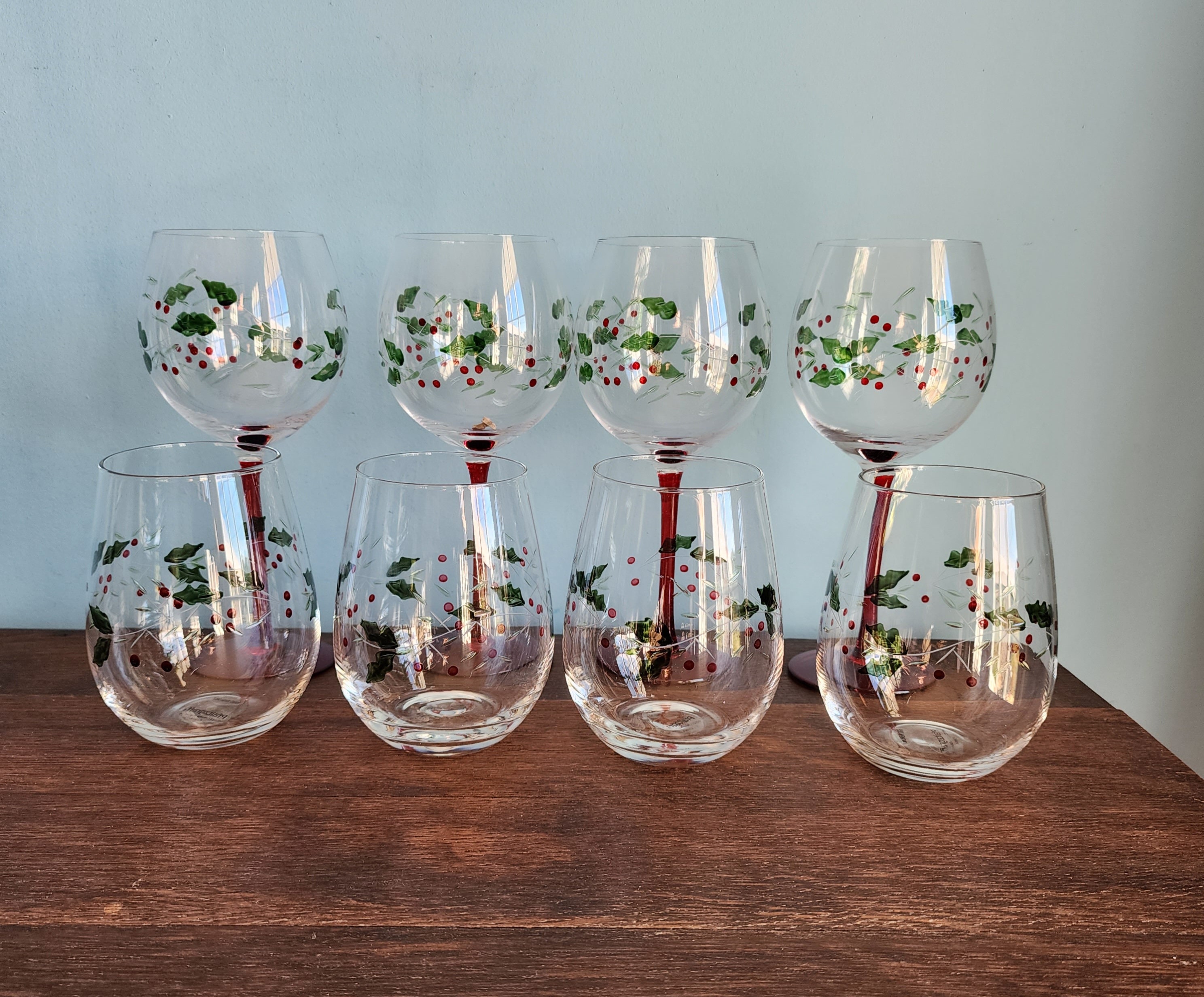 Pfaltzgraff Winterberry Wine Glass Set Stemless and Goblets - Etsy