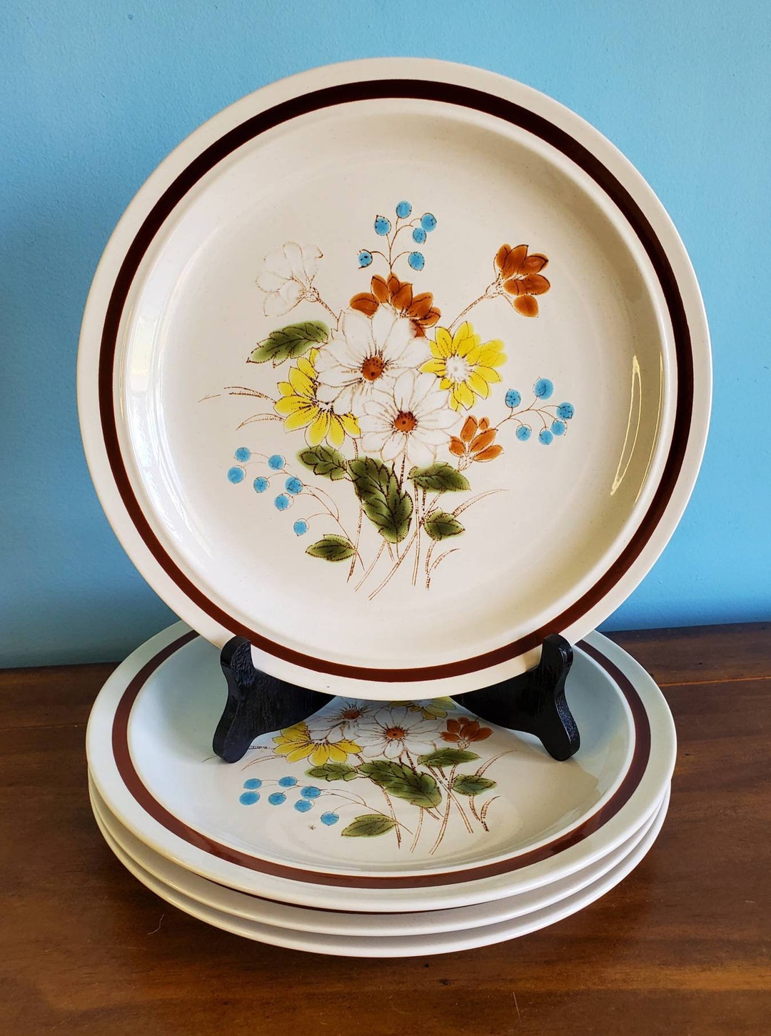 Vintage Early Summer Stoneware Dinner Plate Set Four Seasons Etsy
