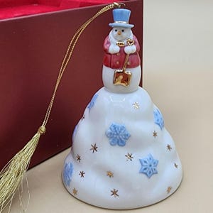 Lenox Snowman on a Hill Bell Christmas Ornament