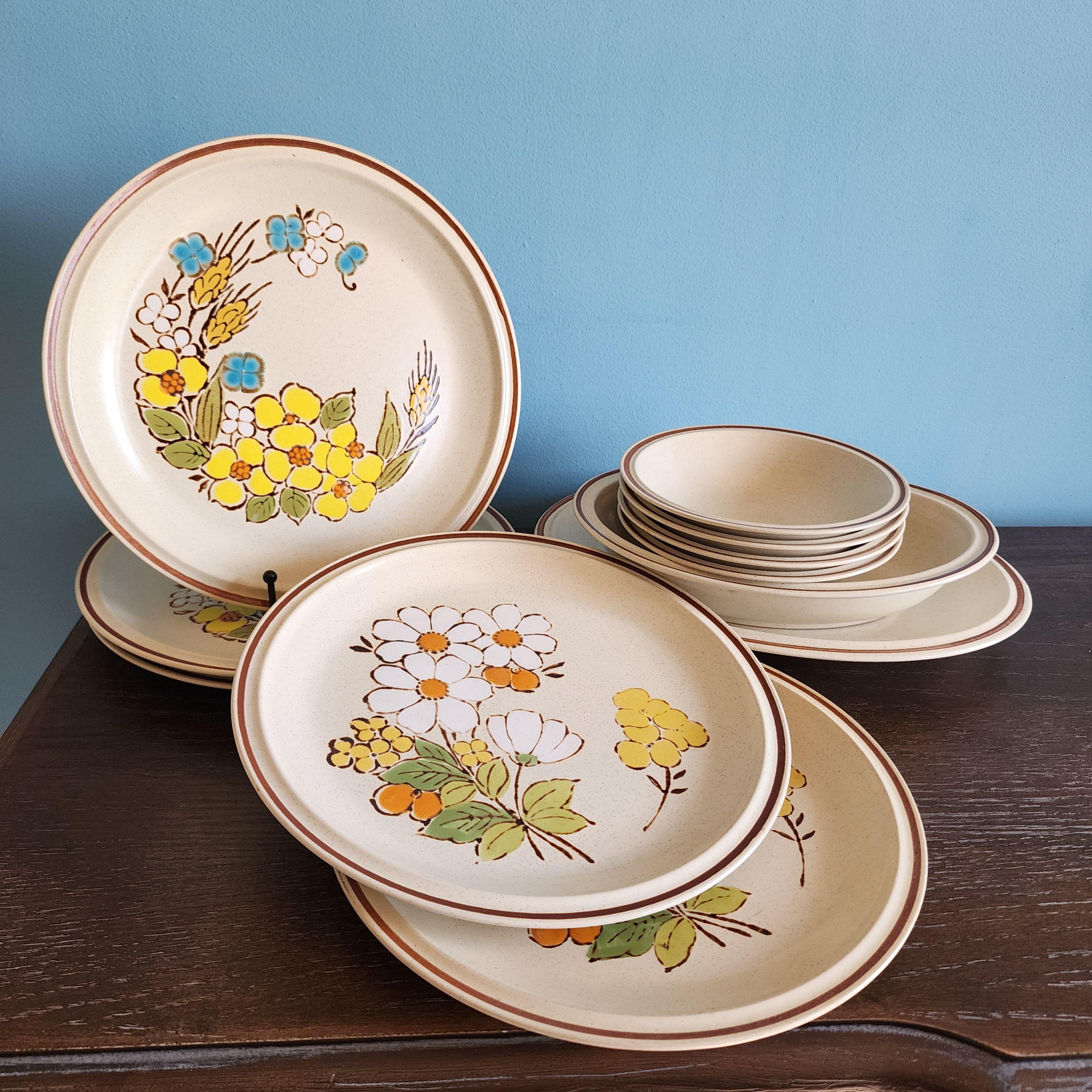 Springtime Dinnerware Vintage Summertime Springtime Floral Expressions Stoneware Dinnerware ...