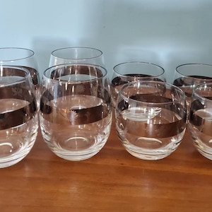 Vintage Mid Century Dorothy Thorpe Four Seasons Silver Banded Wine Cocktail Glass MCM Barware
