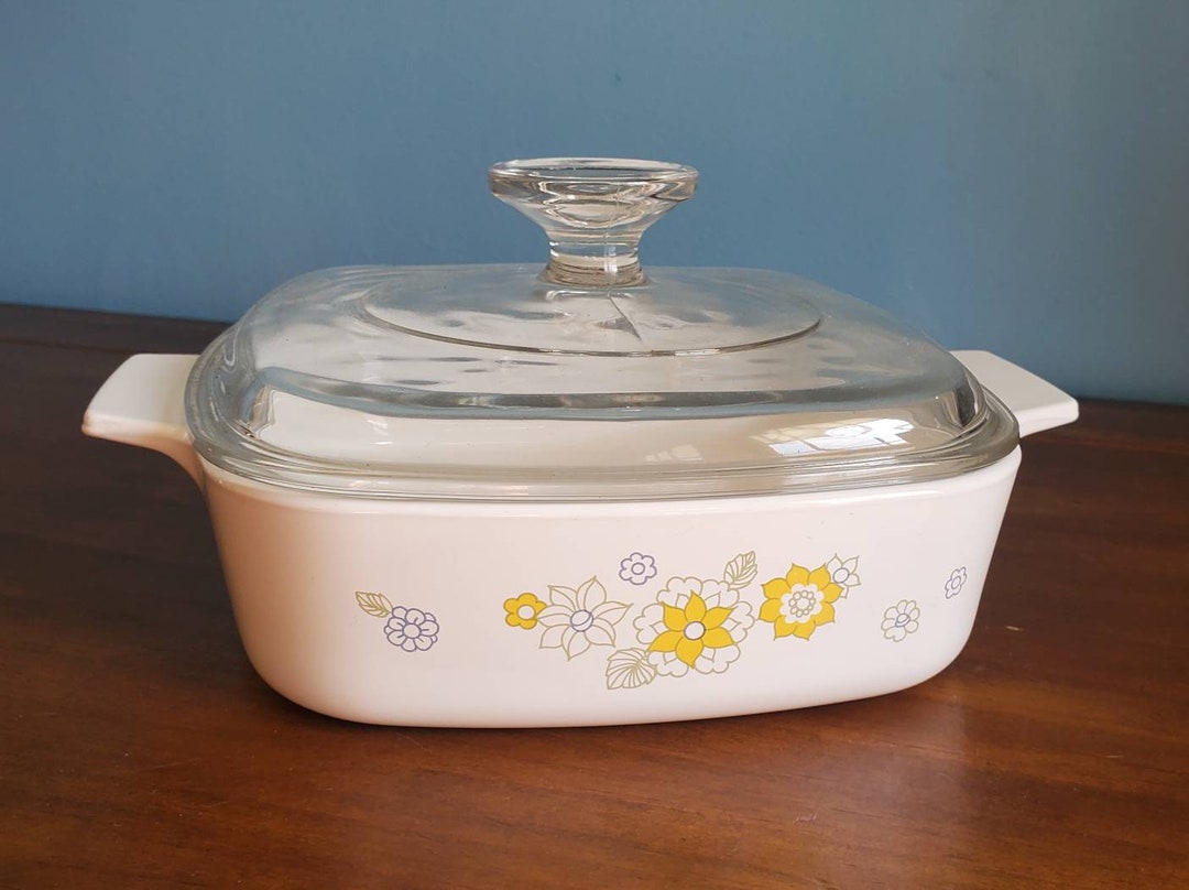 Plat à Casserole Corning Ware A-2-B 2 Qt - Motif Floral Vintage Années 70