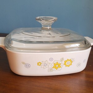 Vintage Corning Ware Floral Bouquet Casserole Dish with Lid
