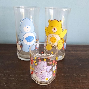 Vintage Care Bears Glasses Set of 3