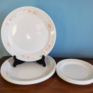 Vintage Corelle Peach Garland Dinner and Bread Plate Set 10 pc