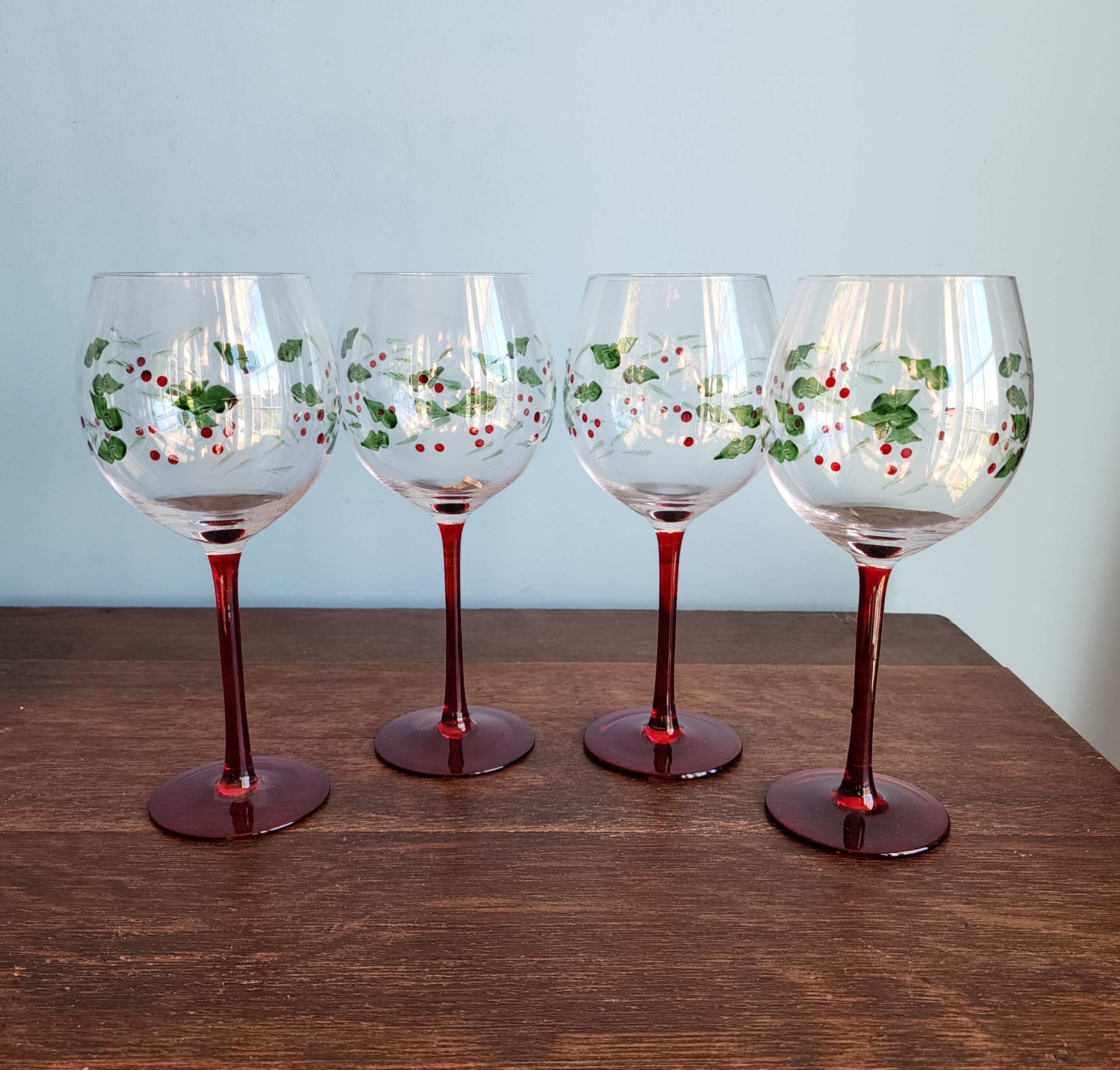 Pfaltzgraff Winterberry Wine Glass Set Stemless and Goblets - Etsy