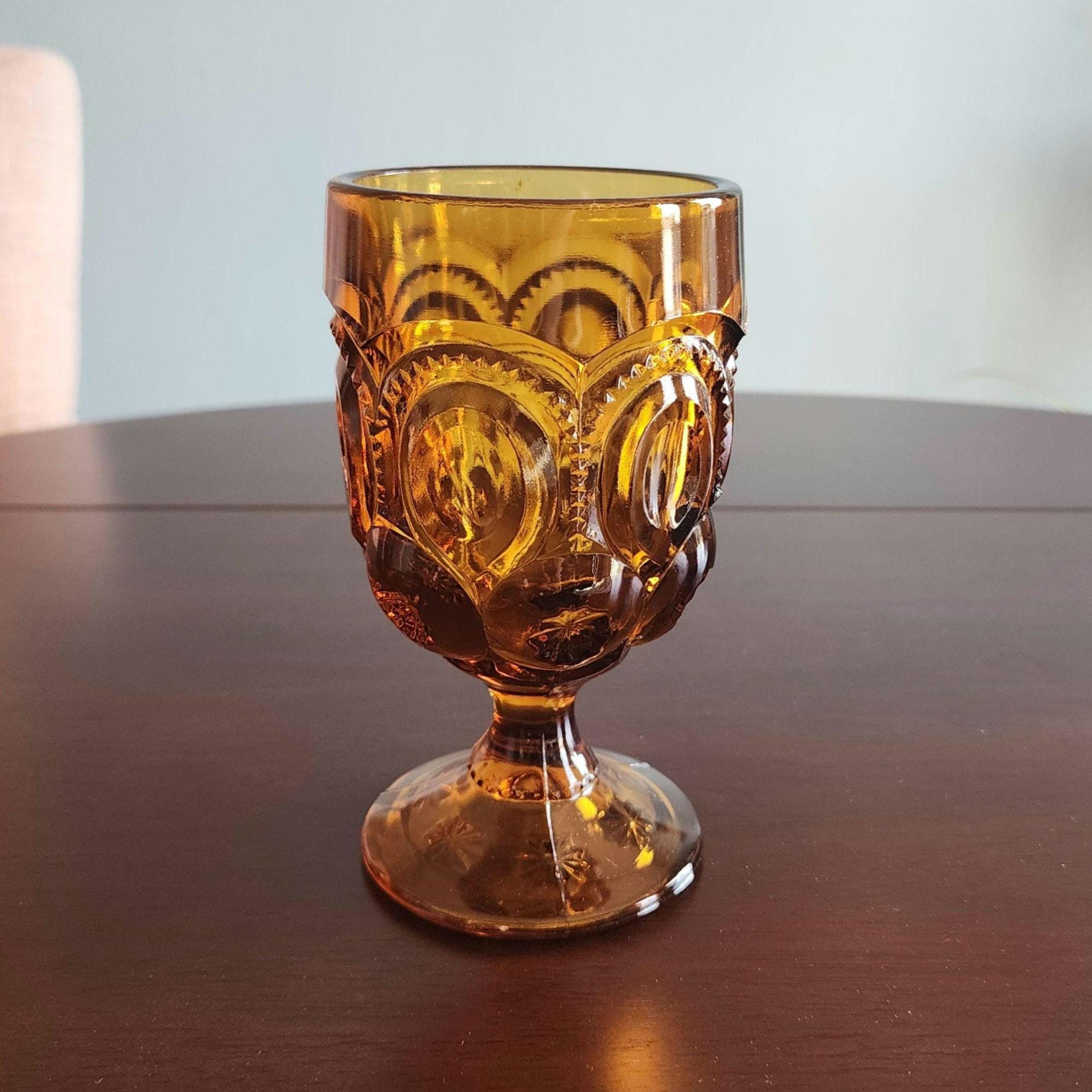 Vintage Amber Moon and Stars Goblet by LE Smith - Etsy