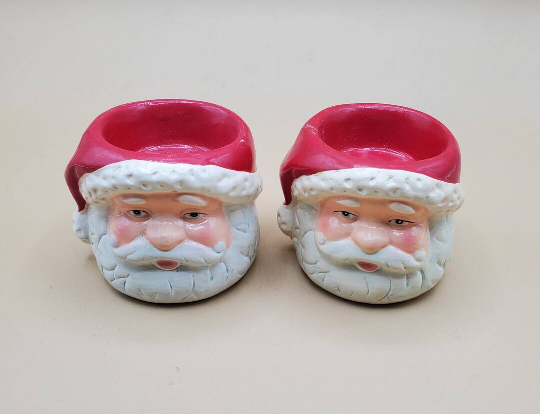 Vintage Santa Candle Holders Etsy