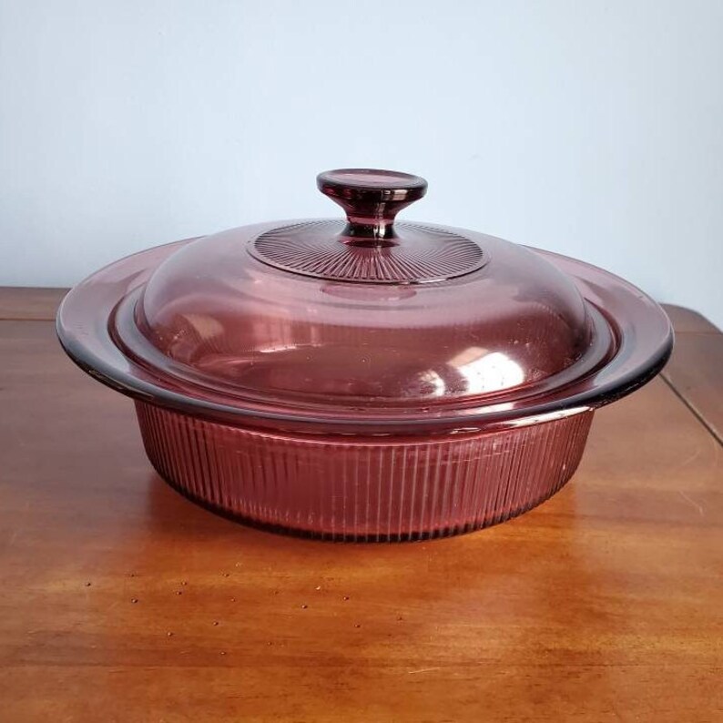 Lot De 2 Plats Nervurés Corning Visions Ambre Avec Couvercles – 24oz Et 1qt