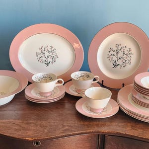 Vintage Springtime Pink Dinnerware Set by Homer Laughlin