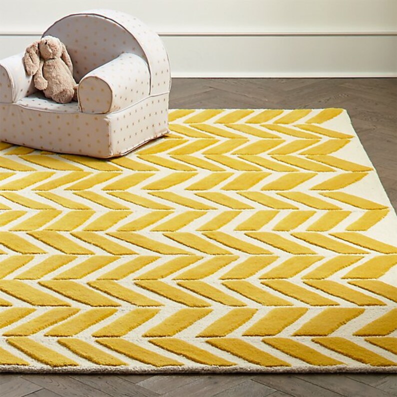 New Yellow Chevron Rug Crate and Barrel 4X6 5X8 8X10 Kids Etsy